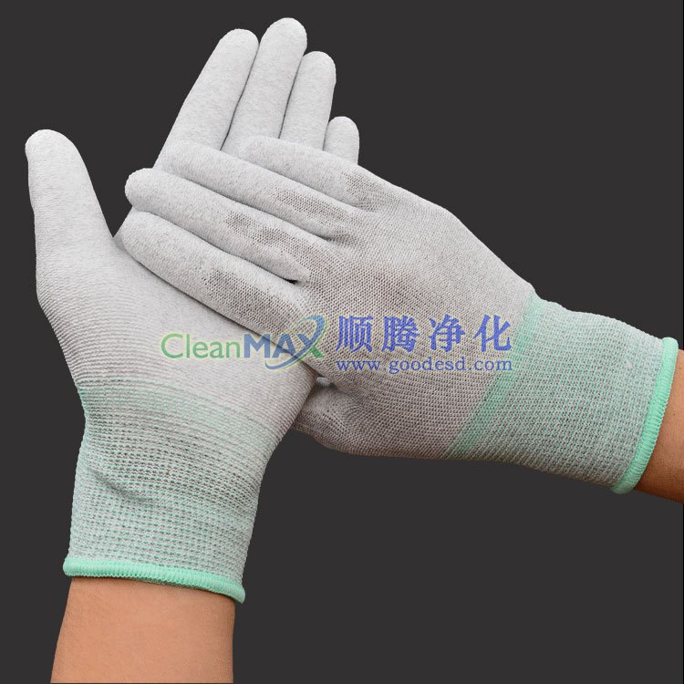 碳纤维PU涂掌防静电手套