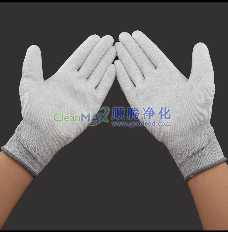 碳纤维PU涂掌防静电手套